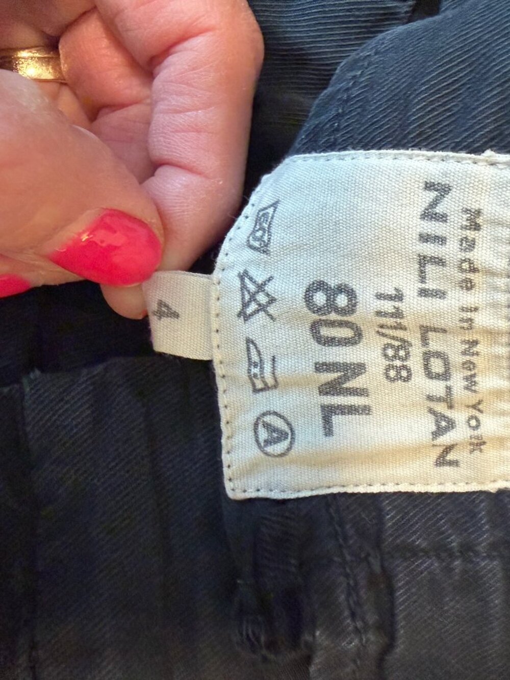 Nili Lotan Shon Cotton Pant Navy Size 4 - Picture 2 of 3